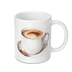 Watercolor Coffee Mug, Latte Art Mug, Coffee Lover Gift, Cozy Coffee Mug, Hot Beverage Mug, Cafe Art Mug - Tawshia