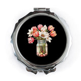 Tulip Pocket Mirror, Floral Compact Mirror, Flower Bouquet Mirror, Cute Travel Mirror, Botanical Pocket Mirror, Purse Mirror - Tawshia