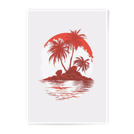 Tropical Island Photographic Print, Sunset Palms Wall Art, Beach Theme Decor, Summer Vacation Art Print, Coastal Landscape Photography - Tawshia