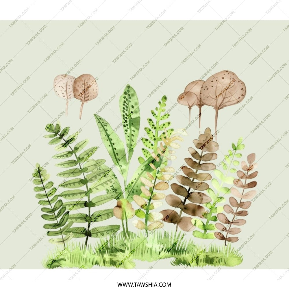 Botanical Ferns BackPack, Watercolor Leaves, Nature Inspired Design, Elegant School Bag, Travel Backpack - Tawshia