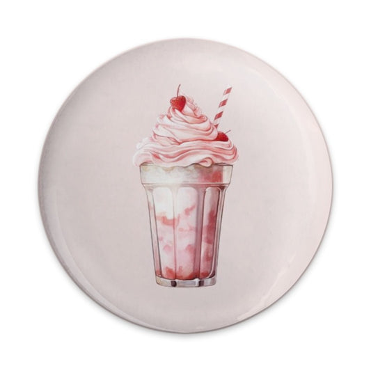 Strawberry Milkshake Pinback Button, Delicious Dessert Badge, Cute Food Button, Pink Drink Accessory, Unique Gift Idea, Trendy Button - Tawshia