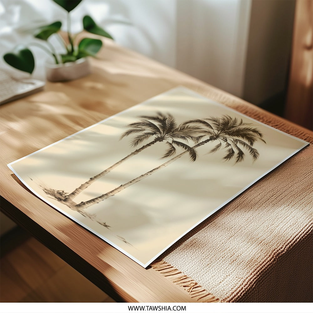 Palm Tree Photographic Print, Tropical Wall Art, Beach House Decor, Coastal Print, Sepia Tone Art Print, Fine Art Print - Tawshia