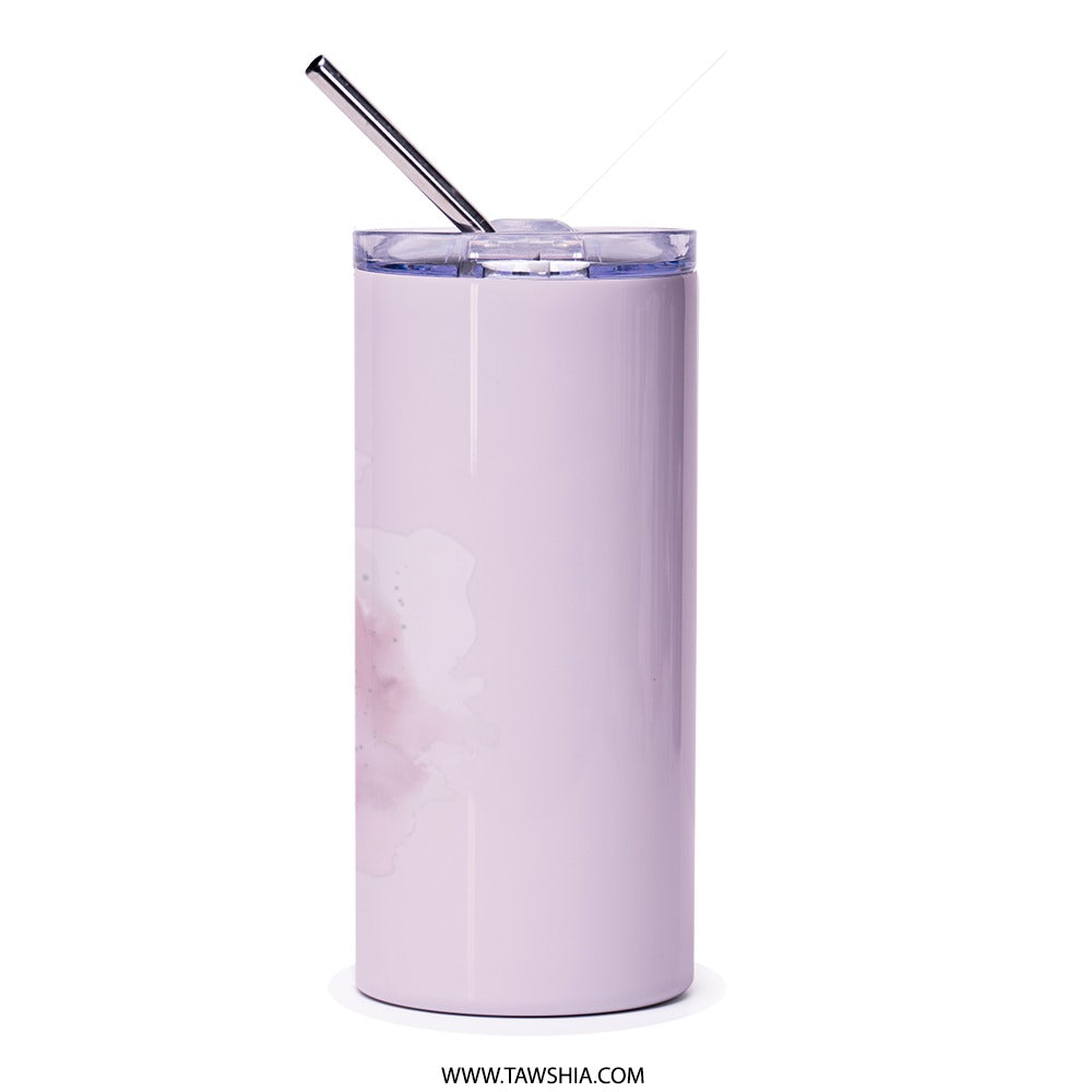 Azalea Tumbler, Floral Tumbler, Pink Flower Cup, Gift for Her, Tumbler with Straw, Flower Lover Gift, Stainless Steel Tumbler - Tawshia