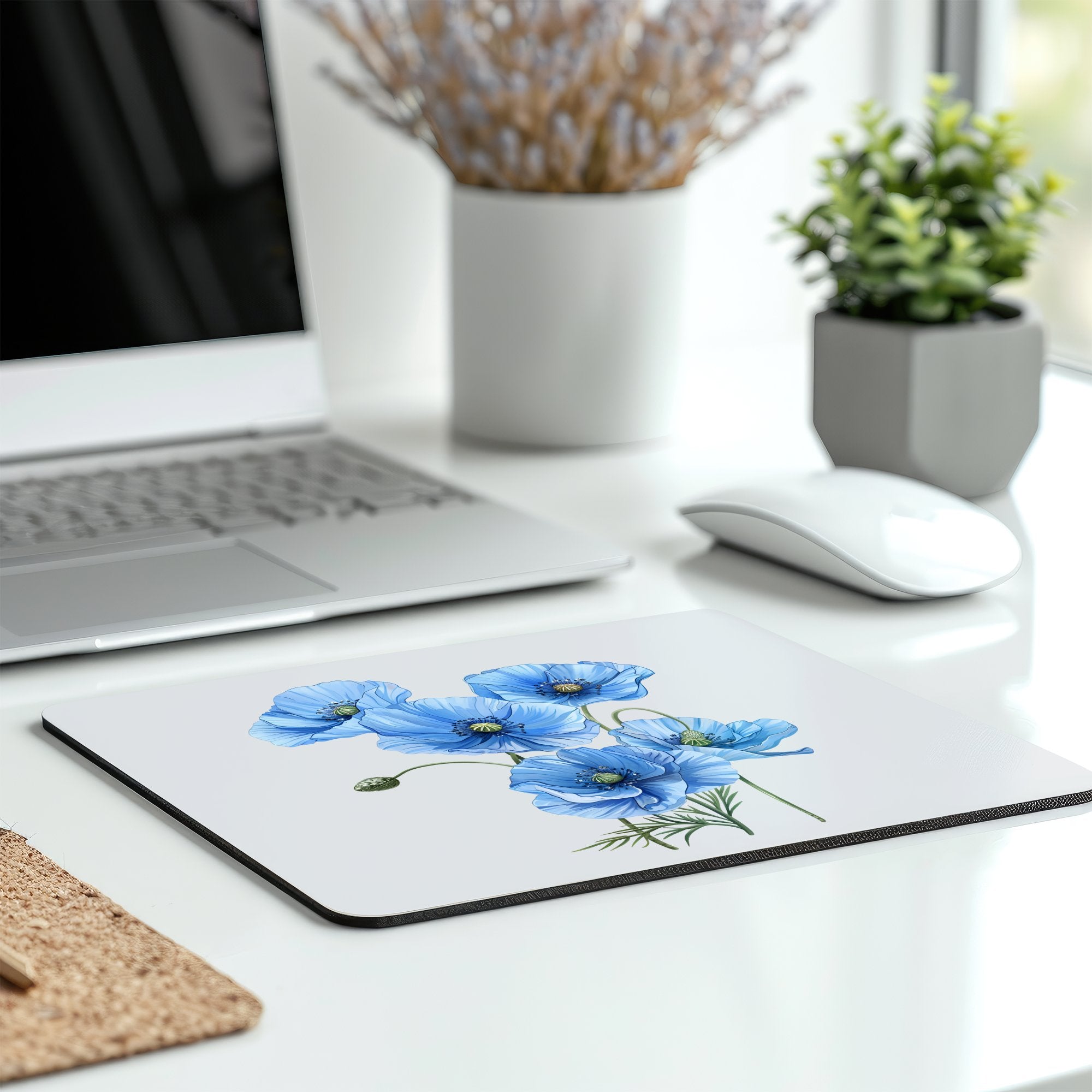 Beautiful Blue Floral Design Laptop Mousepad product