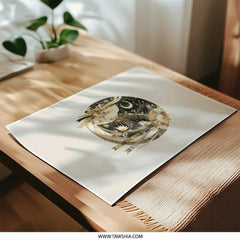 Celestial Photographic Prints, Crescent Moon Art Print, Floral Art Print, Black Gold Home Decor, Stylish Celestial Artwork, Wall Art Prints - Tawshia