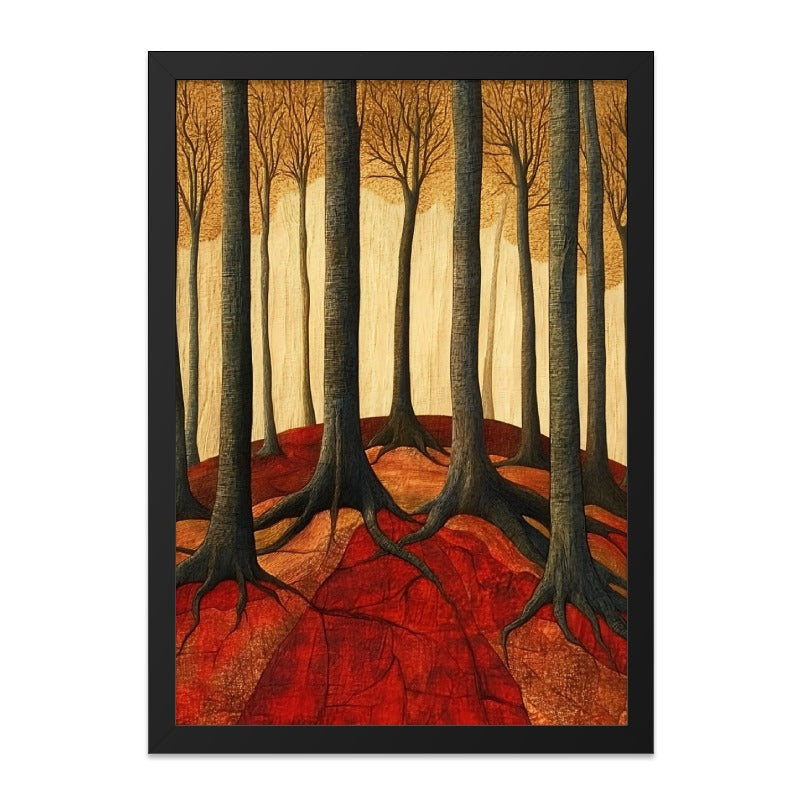 Autumn Forest Wall Art, Tree Roots Painting Print, Forest Landscape Decor, Fall Season Artwork, Rustic Home Decor, Nature Inspired Art - Tawshia