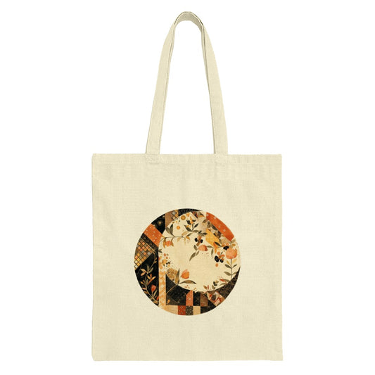 Floral Circle Tote Bag, Abstract Pattern Tote, Unique Design Bag, Everyday Carry Tote, Stylish Shopping Bag, Artsy Tote Bags - Tawshia