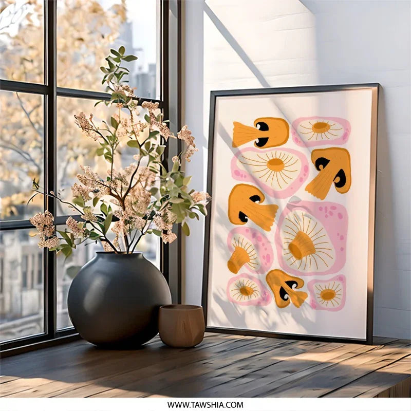 Mushroom Wall Art, Fungi Print, Kitchen Decor, Modern Wall Art, Cute Mushroom Art, Food Art, Mushroom Poster, Botanical Print, Trendy Wall - Tawshia