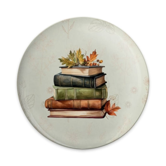 Fall Books Pinback Button, Autumn Leaves, Book Lover Gift, Librarian Badge, Cozy Decor, Literary Style, Academic Aesthetic - Tawshia