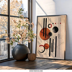 Geometric Wall Art, Abstract Art Print, Circle and Line Design, Modern Art, Minimalist Wall Decor, Contemporary Art, Home Decor, Framed Art - Tawshia