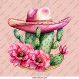 Cactus and Sombrero Pinback Button, Desert Flower Accessory, Southwestern Style Pin, Cute Cactus Button, Pink and Green Badge - Tawshia