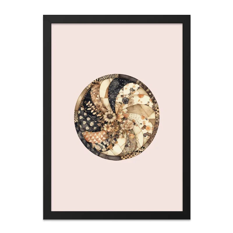Quilted Floral Wall Art, Abstract Pattern Art, Decorative Circle Print, Unique Home Decor, Modern Wall Decor - Tawshia