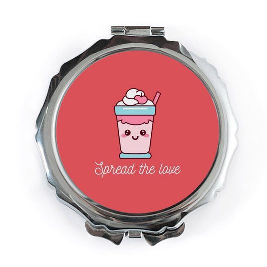 Cute Kawaii Milkshake Pocket Mirror, Spread the Love Gift, Dessert Lover Present, Makeup Mirror, Purse Mirror, Portable Mirror - Tawshia