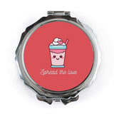 Cute Kawaii Milkshake Pocket Mirror, Spread the Love Gift, Dessert Lover Present, Makeup Mirror, Purse Mirror, Portable Mirror - Tawshia
