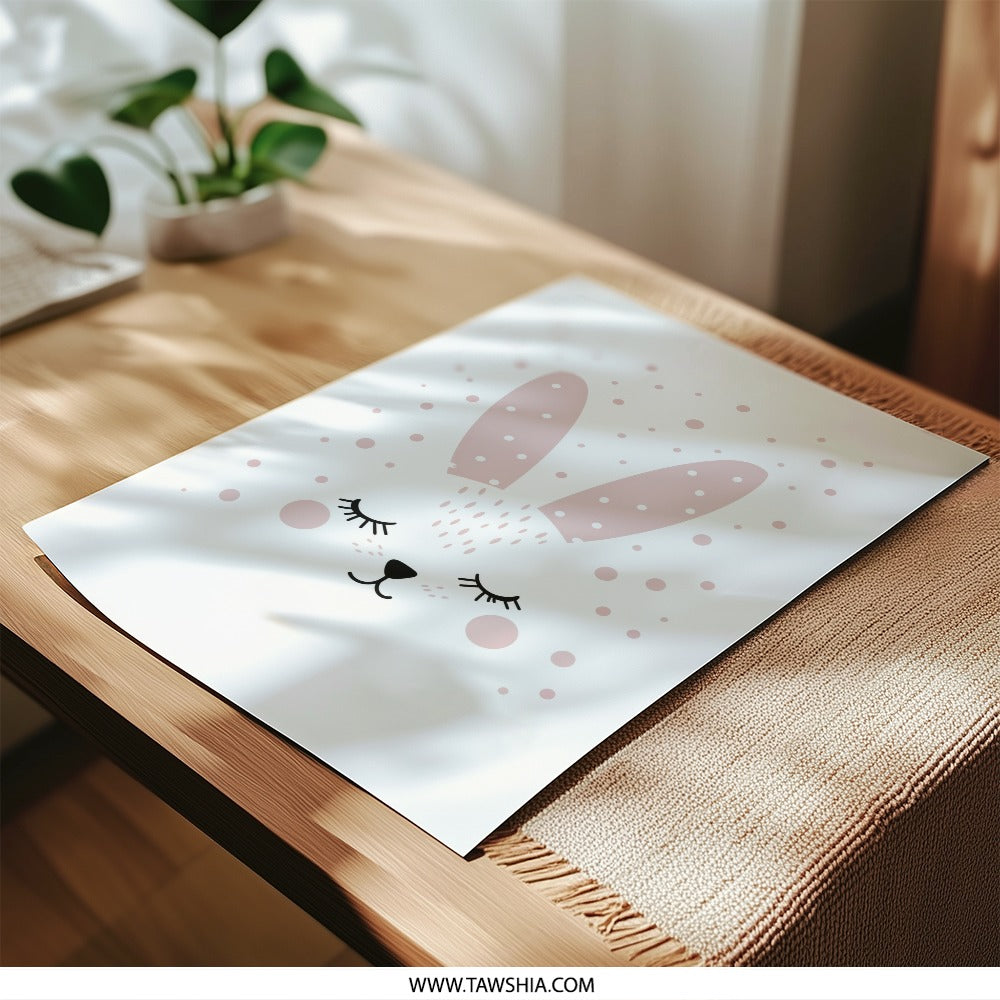 Bunny Photographic Print, Cute Rabbit Wall Art, Nursery Decor, Kids Room Art, Baby Shower Gift, Minimalist Art Print - Tawshia
