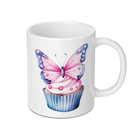 Butterfly Cupcake Mug, Watercolor Art Mug, Whimsical Mug, Cute Coffee Mug, Unique Gift Idea, Cupcake Lover Mug - Tawshia