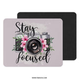 Stay Focused Camera MousePad, Floral Photo Mouse Pad, Photographer Gift, Office Decor, Cute Desk Accessory, Work From Home Gift - Tawshia