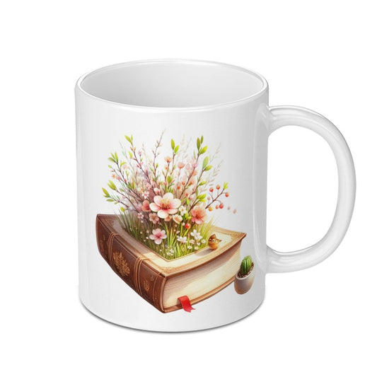 Book Lover Gift Mug, Floral Book, Reading Mug, Flower Mug, Bookish Mug, Book Illustration, Cute Mug, Teacher Mug, Gifts for Her - Tawshia