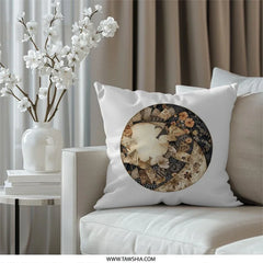 Floral Patchwork Pillow, Circle Quilt Design, Unique Home Decor, Decorative Accent Throw Pillow, Living Room Pillow, Couch Pillow - Tawshia