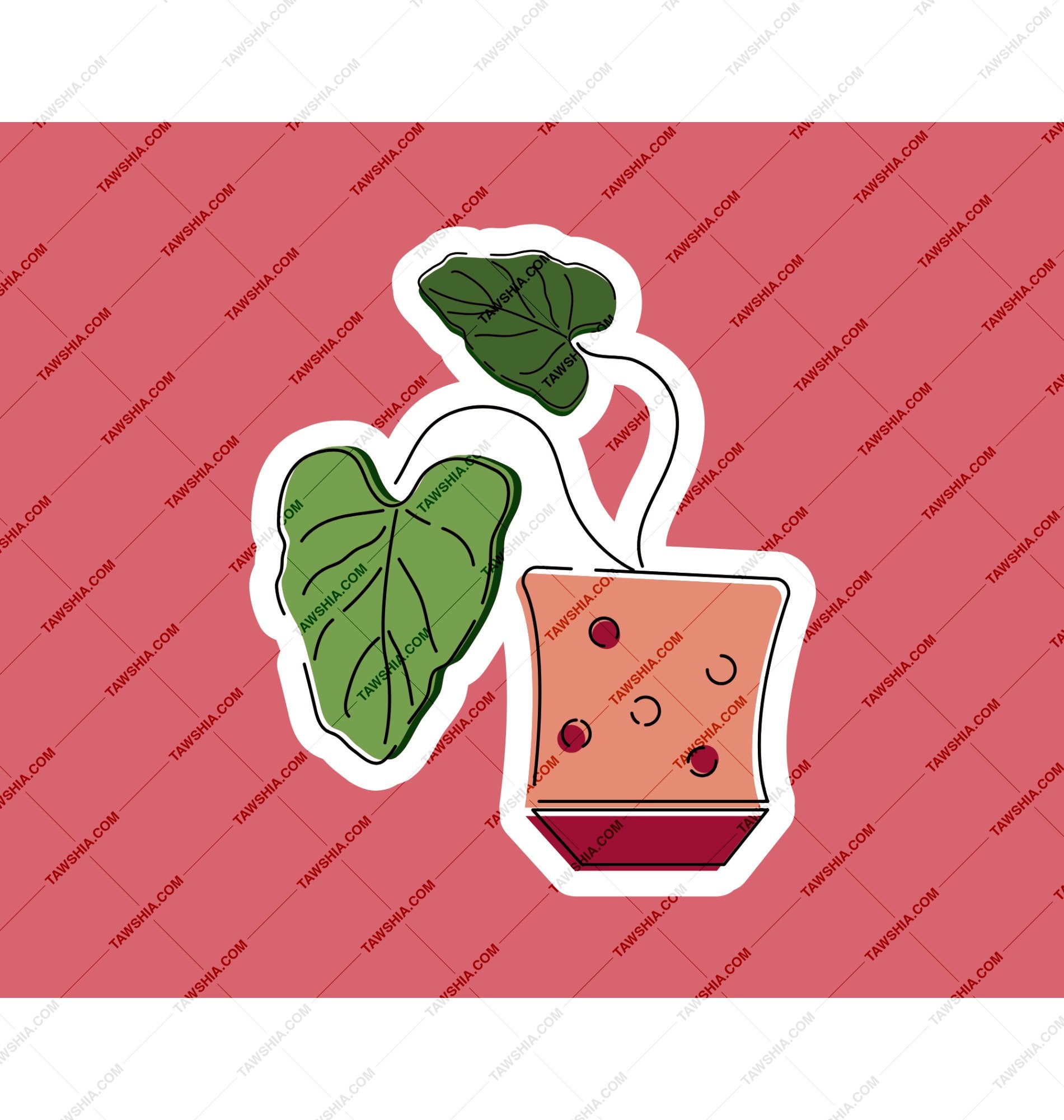 Cute Plant Drawing with Colorful Pot Sticker product type