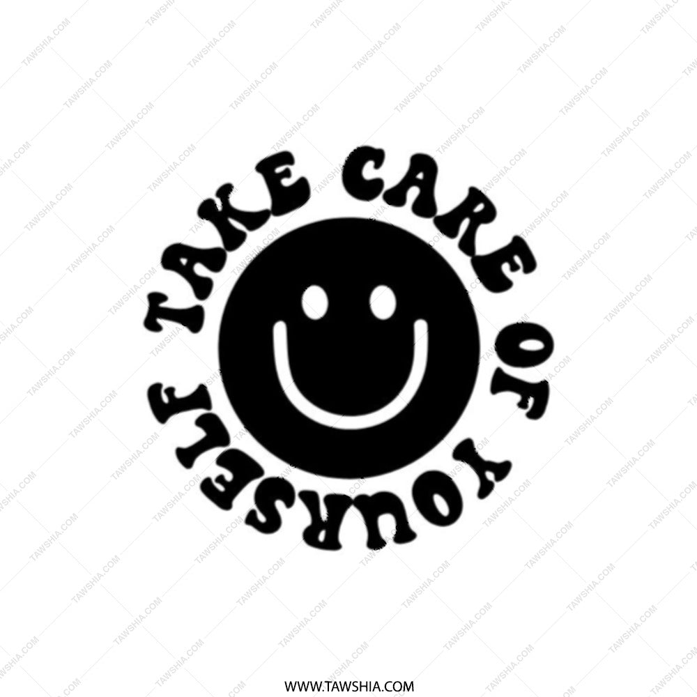 Take Care of Yourself Pocket Mirror, Smiley Face Mirror, Positive Affirmation Gift, Trendy Pocket Mirror, Cute Compact Mirror - Tawshia