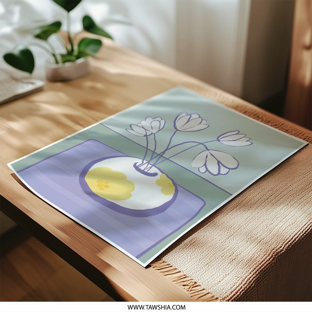Tulips Photographic Print, Floral Wall Art, Flower Vase Still Life, Modern Art Print, Botanical Home Decor, Trendy Artwork - Tawshia