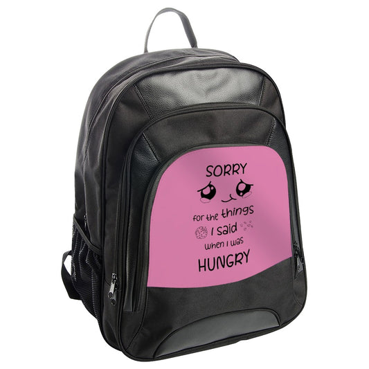 Hungry Apology Backpack, Funny Quote Backpack, Kawaii Face Bag, Foodie Gift, Sarcastic Backpack, Novelty Gift for Snack Lovers - Tawshia