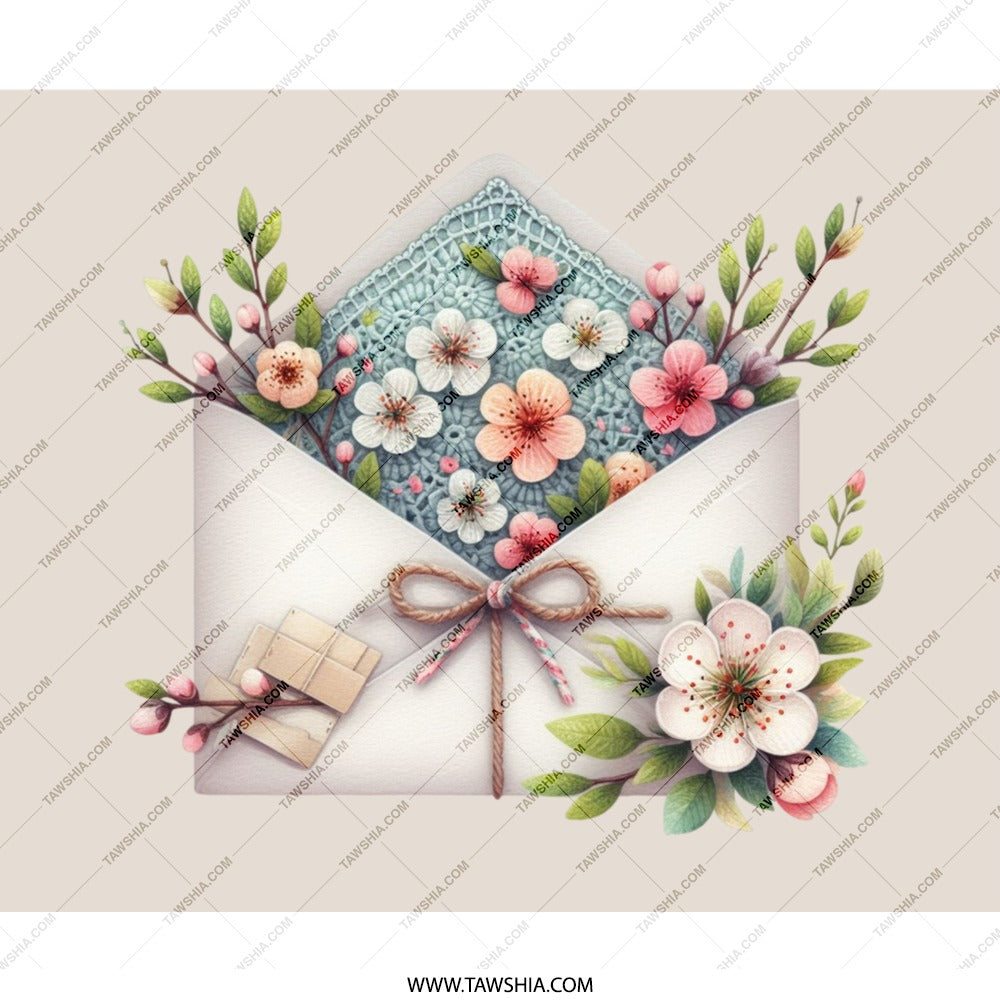 Floral Envelope Mouse Pad, Flower Mousepad, Spring Decor Desk Mat, Cute Office Decor, Letter and Blossom Mouse Pad, Work From Home Gift - Tawshia
