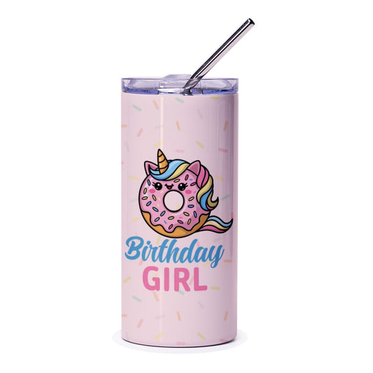 Birthday Girl Unicorn Donut Tumbler, Cute Tumbler, Gift for Her, Party Tumbler, Unicorn Theme, Birthday Gift, Pastel Colors, Fun Gift - Tawshia