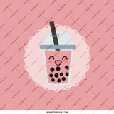 Cute Bubble Tea Pocket Mirror, Kawaii Boba Milk Tea Compact Mirror, Pink Drink Gift, Foodie Accessory, Purse Mirror - Tawshia