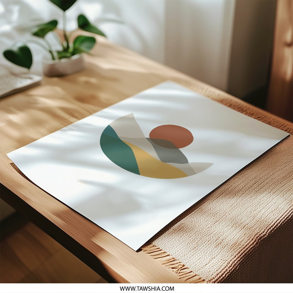 Minimalist Landscape Photographic Print, Abstract Mountain Art, Modern Home Decor, Boho Sun Print, Geometric Wall Art, Stylish Gift Idea - Tawshia