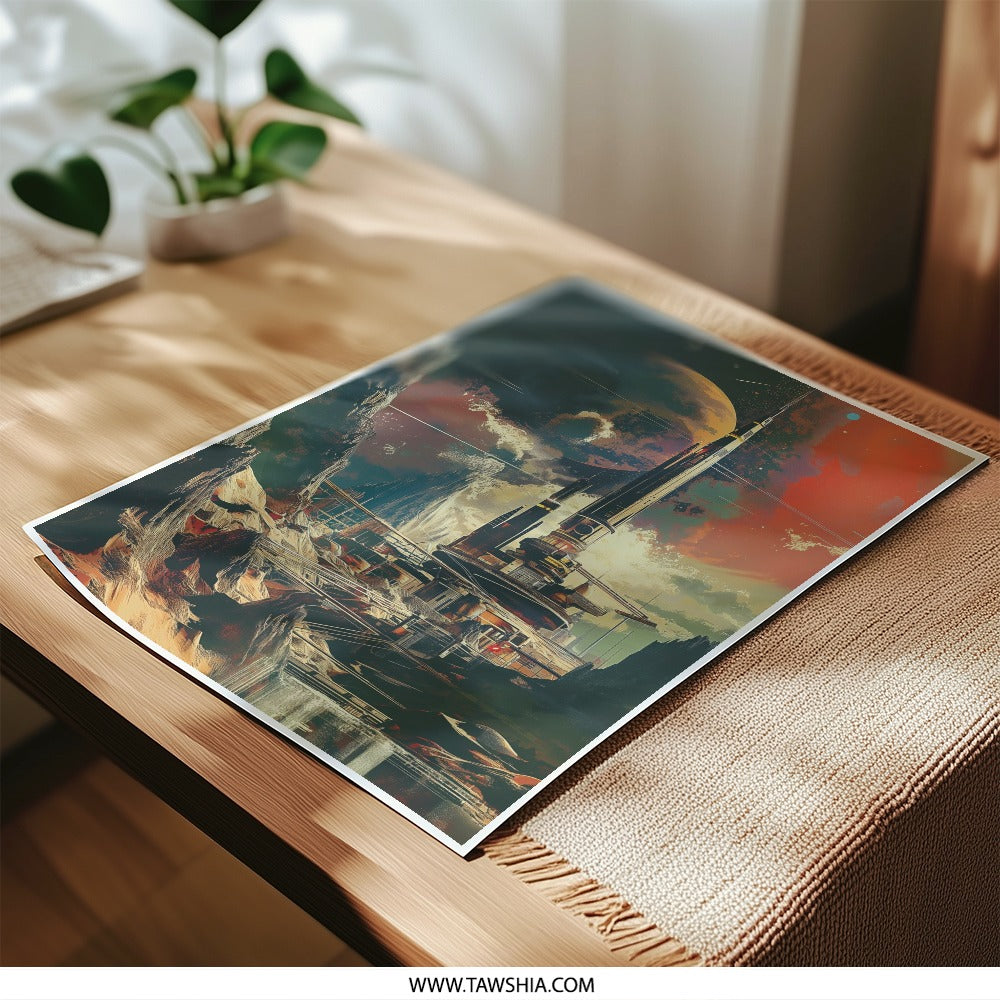 Sci Fi City Photographic Print, Future Cityscape Art, Alien Planet Print, Fantasy Art, Space Station Decor, Unique Wall Art, Home Decor - Tawshia