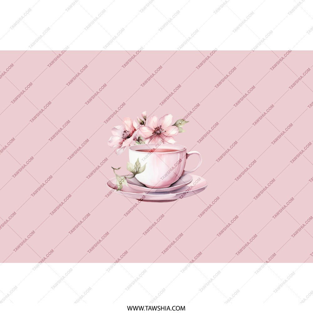 Pink Teacup Tumbler, Floral Tumbler, Elegant Tumbler, Tea Lover Gift, Gift for Her, Pink Tumbler, Flower Tumbler, Stylish Tumbler - Tawshia