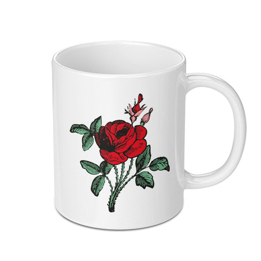 Rose Flower Mug, Floral Print Mug, Botanical Mug, Gift for Gardeners, Plant Lover Mug, Flower Illustration Mug, Coffee Mug, Tea Mug - Tawshia