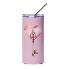 Heart Key Tumbler, Watercolor Tumbler, Love Tumbler, Unique Drinkware, Cute Valentine Gift, Pink Tumbler, Gift For Her, Novelty Tumbler - Tawshia