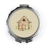 Log Cabin Pocket Mirror, Cute Animal, Forest Home, Woodland Creature, Unique Gift, Travel Mirror, Purse Mirror, Pocket Accessory - Tawshia