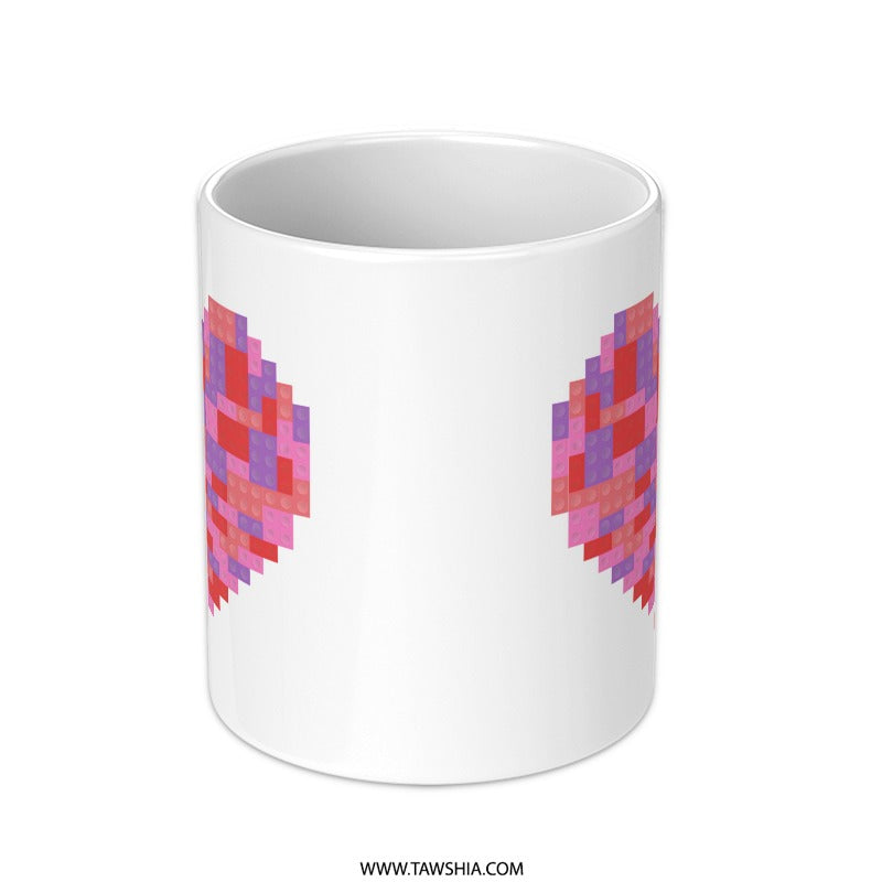 Colorful Mosaic Heart Pattern on White Mug product