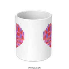 Colorful Mosaic Heart Pattern on White Mug product