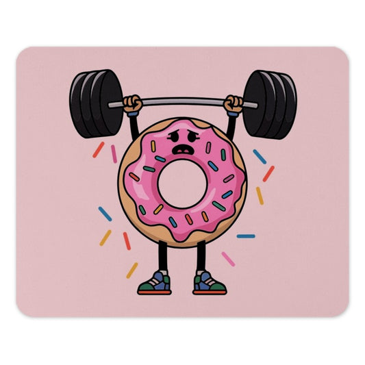 Funny Donut Mouse Pad, Weightlifting Donut, Cute Foodie Gift, Gym Humor Mousepad, Cartoon Donut Decor, Kawaii Mouse Pad, Office Decor - Tawshia