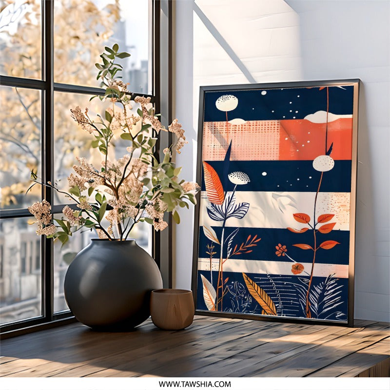 Abstract Floral Wall Art, Botanical Art Print, Modern Art Decor, Nature Inspired Artwork, Contemporary Wall Decor, Home Decor Art - Tawshia