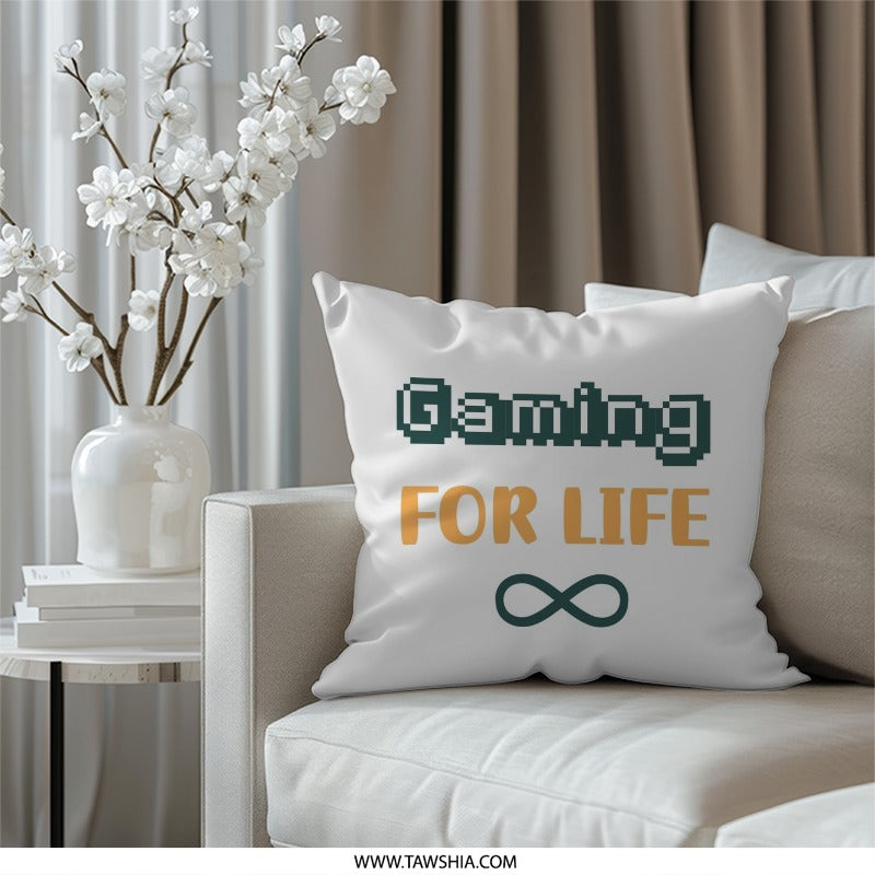 Gaming For Life Pillow, Gamer Gift, Video Game Lover Present, Cute Throw Pillow, Home Decor, Sofa Pillow, Room Decoration Pillow - Tawshia