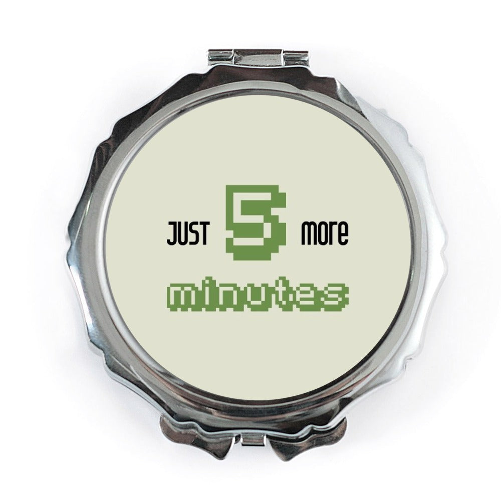 Just 5 More Minutes Pocket Mirror, Funny Sleepy Quote Mirror, Procrastination Gift, Novelty Compact Mirror, Gift for Napper - Tawshia