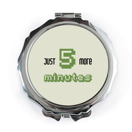 Just 5 More Minutes Pocket Mirror, Funny Sleepy Quote Mirror, Procrastination Gift, Novelty Compact Mirror, Gift for Napper - Tawshia