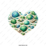 Heart Seashells Pillow, Beach Decor Pillow, Coastal Throw Pillow, Ocean Shells Design, Seashells Art Pillow - Tawshia