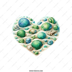 Heart Seashells Pillow, Beach Decor Pillow, Coastal Throw Pillow, Ocean Shells Design, Seashells Art Pillow - Tawshia