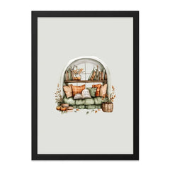 Cozy Reading Nook Wall Art, Window Seat Books, Fall Decor, Autumn Theme, Home Library Art, Cozy Home Print, Book Lover Gift - Tawshia