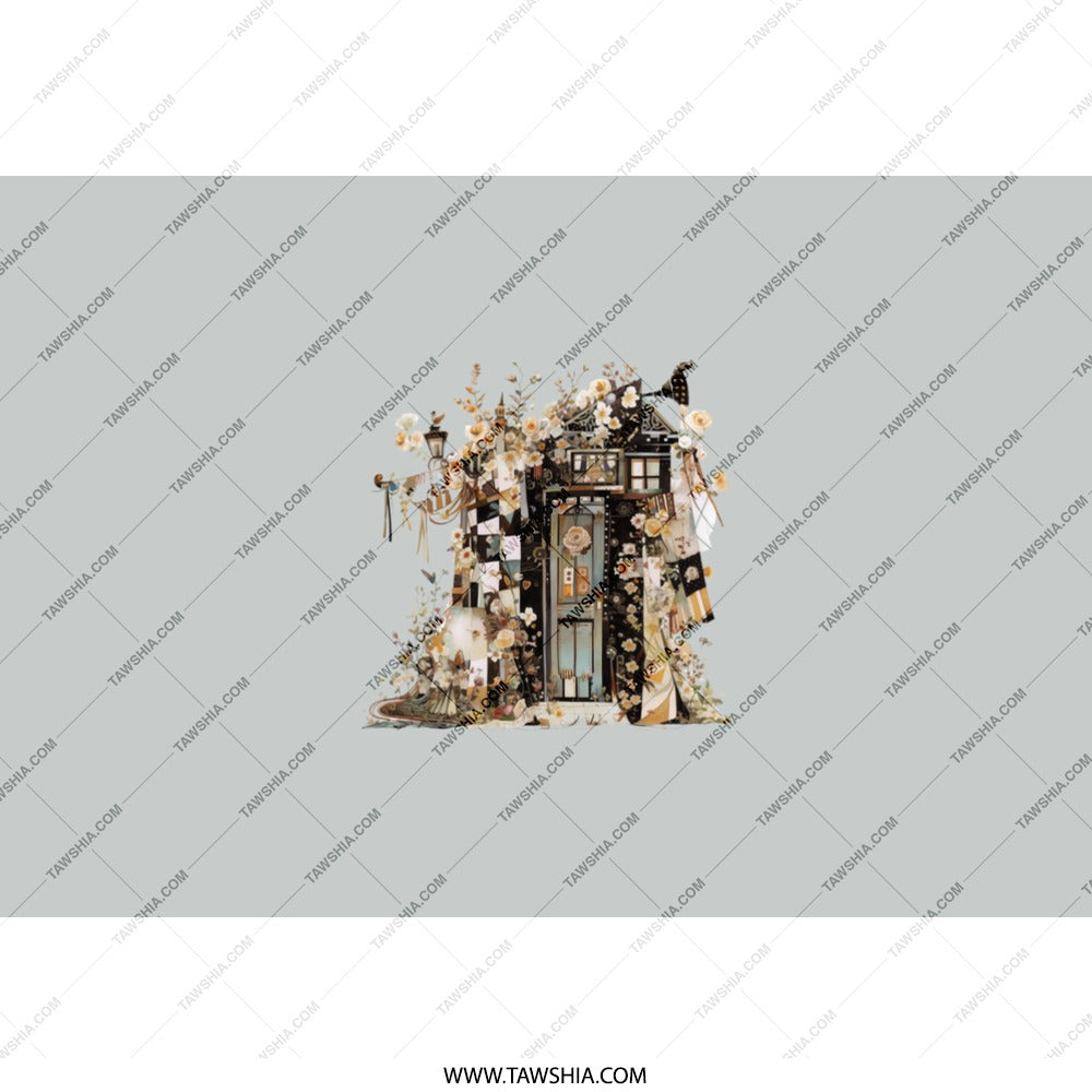Floral House Tumbler, Whimsical Design Tumbler, Unique Drinkware, Artistic Tumbler, Gift for Her, Coffee and Tea Tumbler, Travel Mug - Tawshia