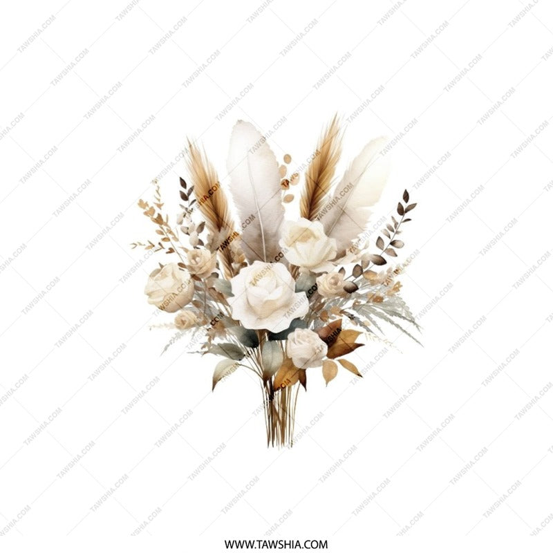 Floral Pillow, Roses and Feathers Pillow, Elegant Pillow, Accent Pillow, Decorative Pillow, Throw Pillow, Home Decor, Pillow Cover - Tawshia