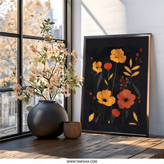 Floral Wall Art, Botanical Print, Flower Poster, Modern Art Decor, Nature Inspired Artwork, Elegant Home Decor, Poppy Wall Art - Tawshia