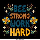 Bee Strong Work Hard Pinback Button, Floral Bee Button, Positive Message Pin, Bee Lover Gift, Inspirational Button - Tawshia